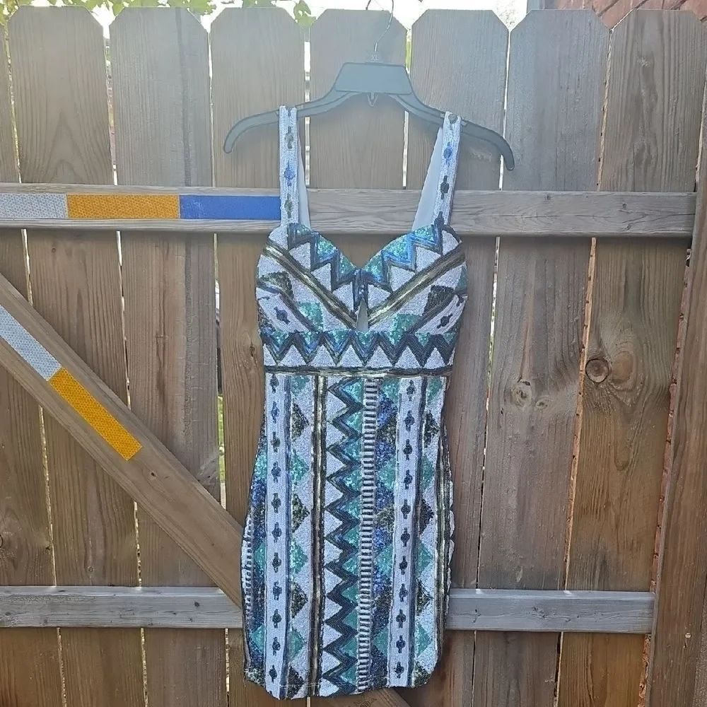 Sequins Aztec Print Dress
